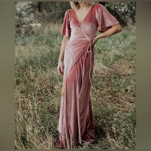Baltic Born Meghan velvet wrap Dress dusty rose